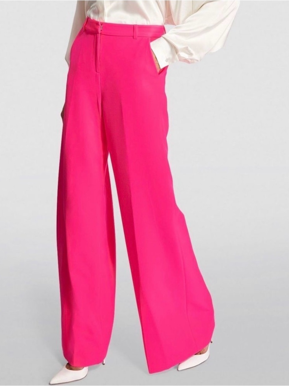 L'AGENCE Pilar Wide Leg Pants Size 18 Pink Glo
